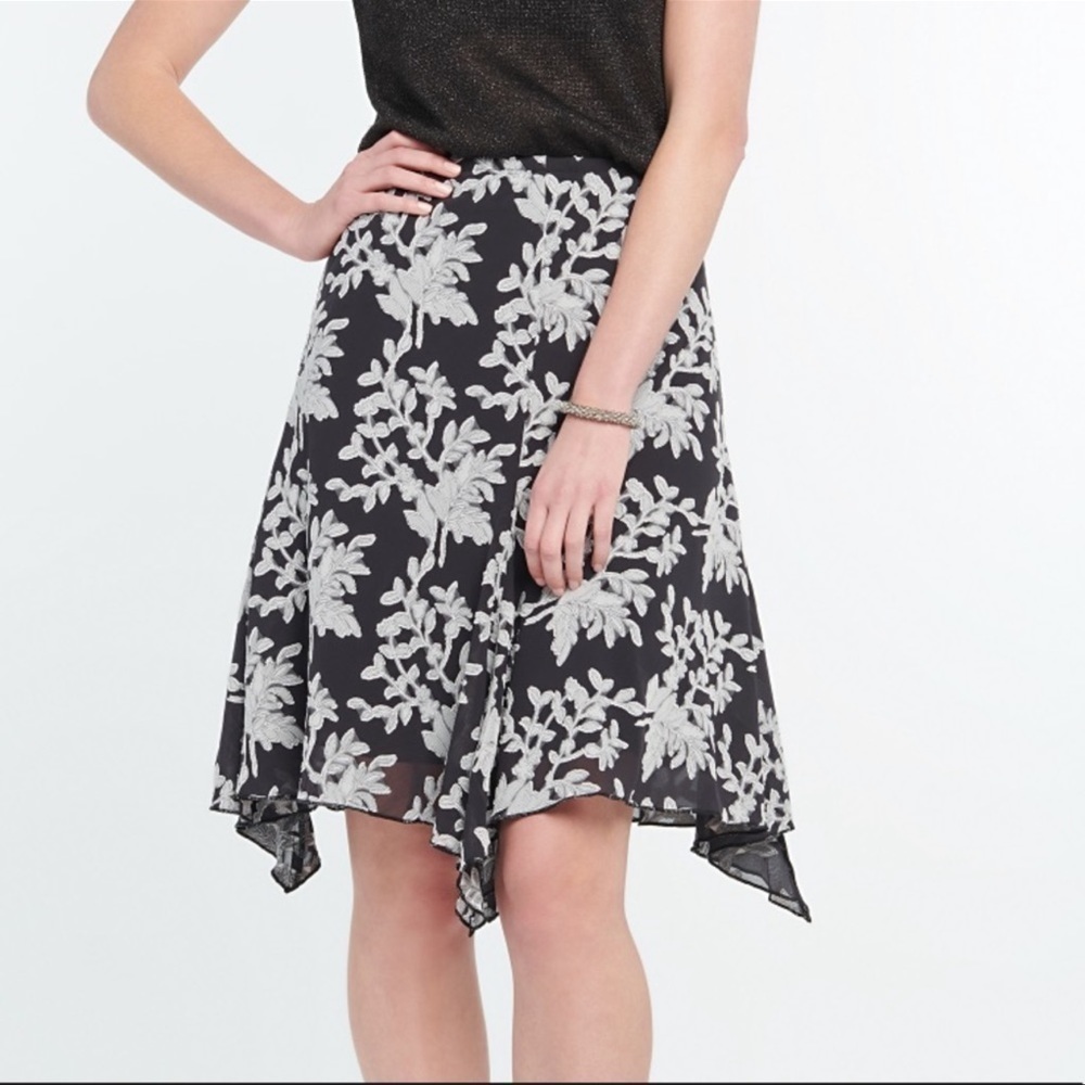 Nic + Zoe Aster Floral Jacquard Asymmetrical Skirt